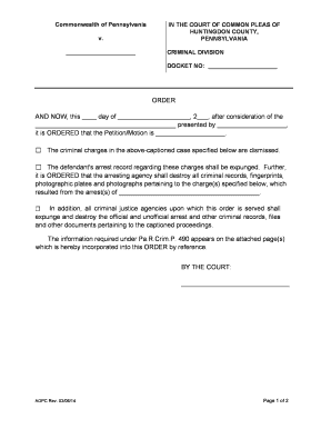 Pennsylvania Criminal Expungement Order
