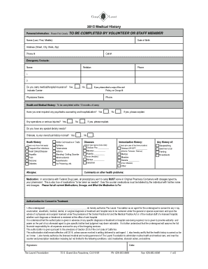 2015 Medical History Form
