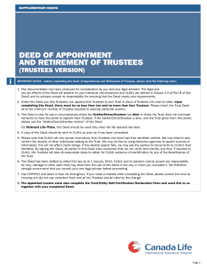 Deed of Appointment and Retirement of Trustees