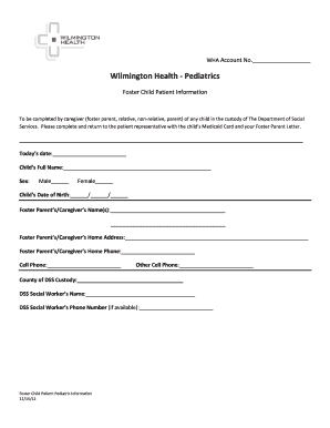 Foster Child Patient Information Form