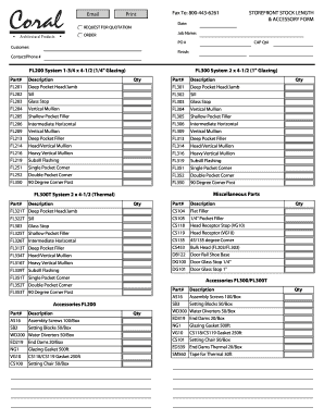 Request for Quotation for Storefront Stock Length & Accessory Form