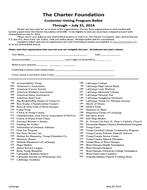 Charter Foundation Customer Voting Program Ballot