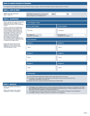 Deed to Assign Policies to Trustees