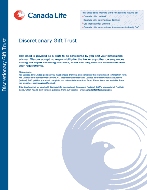 Discretionary Gift Trust Deed