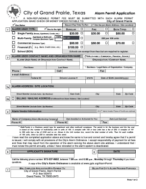 City of Grand Prairie Alarm Permit Application
