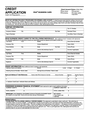 Business Credit Card Application