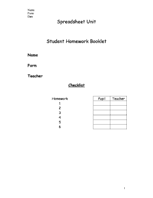 Student Homework Booklet