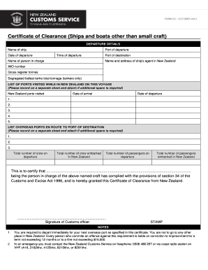 Certificate of Clearance for Ships