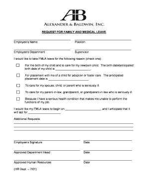 Request for Family and Medical Leave
