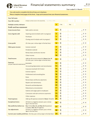 Financial Statements Summary IR 10