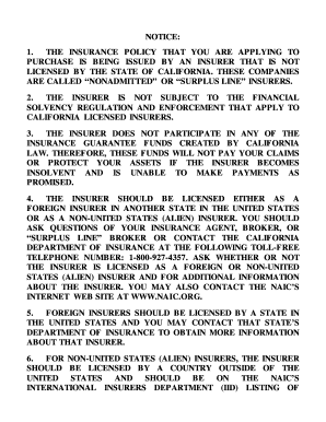 California Surplus Lines Insurance Notice