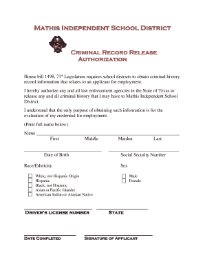 Criminal Record Release Authorization