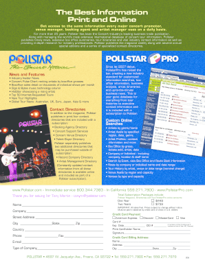 Pollstar Magazine Subscription Form