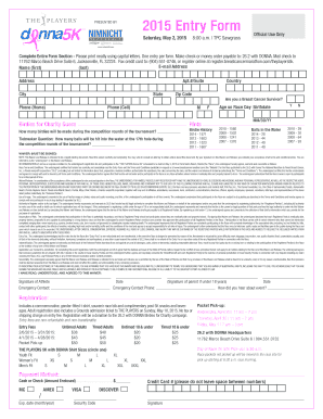 2015 The Players Donna 5K Entry Form