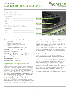 GenFlex Bar Cover Tape EPDM Roofing System Submittal Sheet