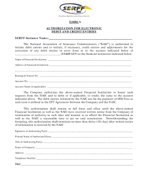 Authorization for Electronic Debit and Credit Entries
