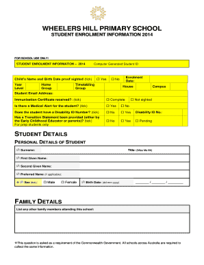 Student Enrolment Information Form