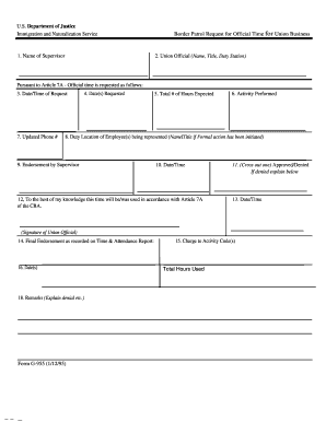 US Border Patrol Union Time Request Form