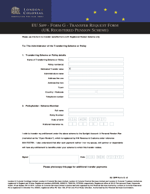 EU SIPP Form G - Transfer Request