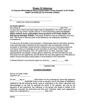 Power of Attorney for HIPAA Medical Records