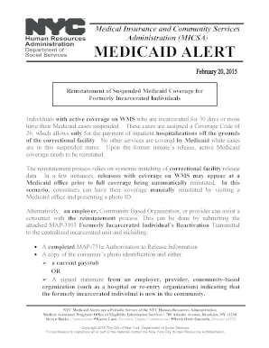 Medicaid Reactivation Transmittal for Formerly Incarcerated Individuals