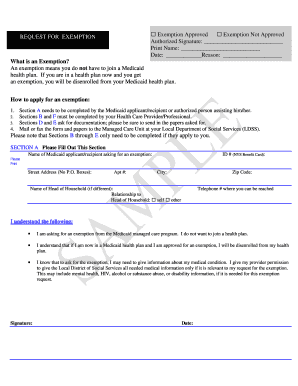 New York Medicaid Exemption Request Form