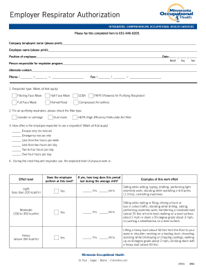 Employer Respirator Authorization Form