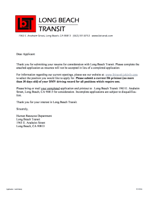 Long Beach Transit Employment Application