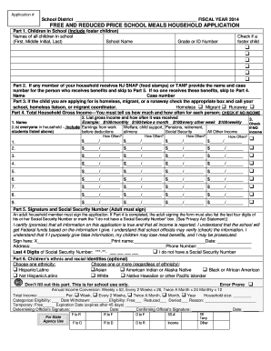 Free and Reduced Price School Meals Application