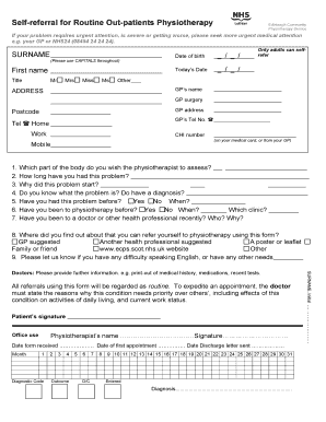 Self-Referral for Routine Out-patients Physiotherapy