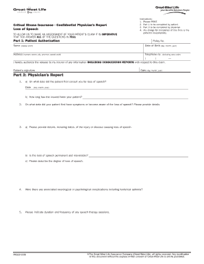 Critical Illness Insurance Physician Report