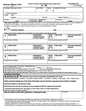 CANUS UniCare Prescription Drug Claim Form