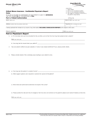Critical Illness Insurance Physician Report
