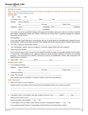 Group Life Waiver of Premium Benefit Application
