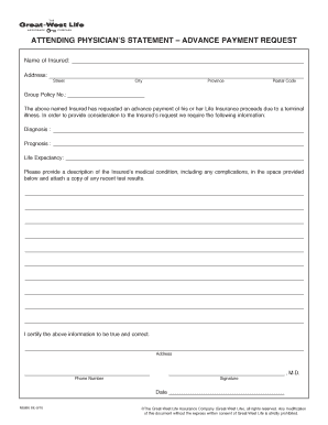 Attending Physician Statement Advance Payment Request