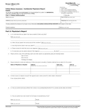 Critical Illness Insurance Physician Report