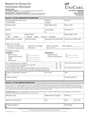 Group Life Conversion Information Request
