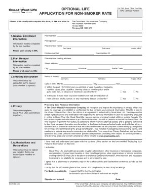 Application for Non-Smoker Rate
