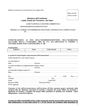 Modello comunicazione iscrizione/rinnovo per categoria 2bis