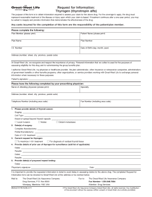 Thyrogen Request for Information Form
