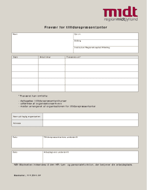 Absence Form for Union Representatives