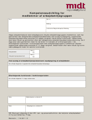 Denmark Work Environment Group Training Form