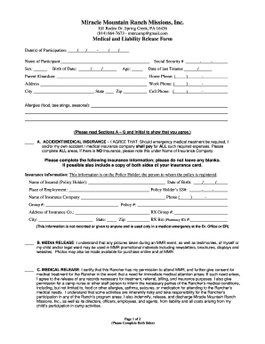 Medical and Liability Release Form