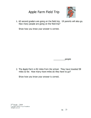 Apple Farm Field Trip Math Worksheet