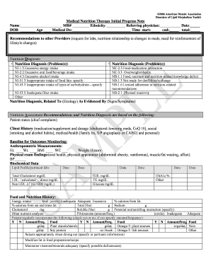 Medical Nutrition Therapy Initial Progress Note