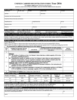 Unified Carrier Registration Form 2016