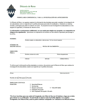 FORMULARIO CONFIDENCIAL PARA LA INVESTIGACIÓN DE ANTECEDENTES