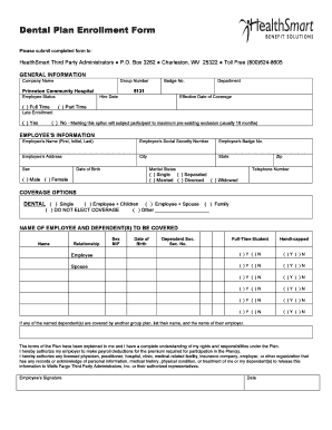 Dental Plan Enrollment Form