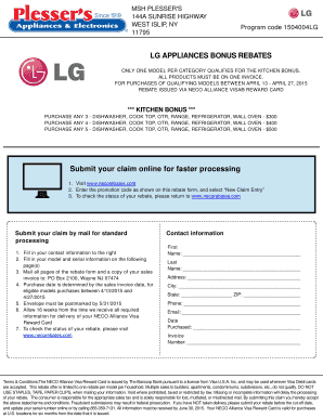 LG Appliances Bonus Rebate Form