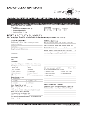 Clean Up Australia Day Report Form
